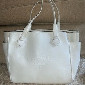 Loewe Heritage White Leather Shopping Tote Bag